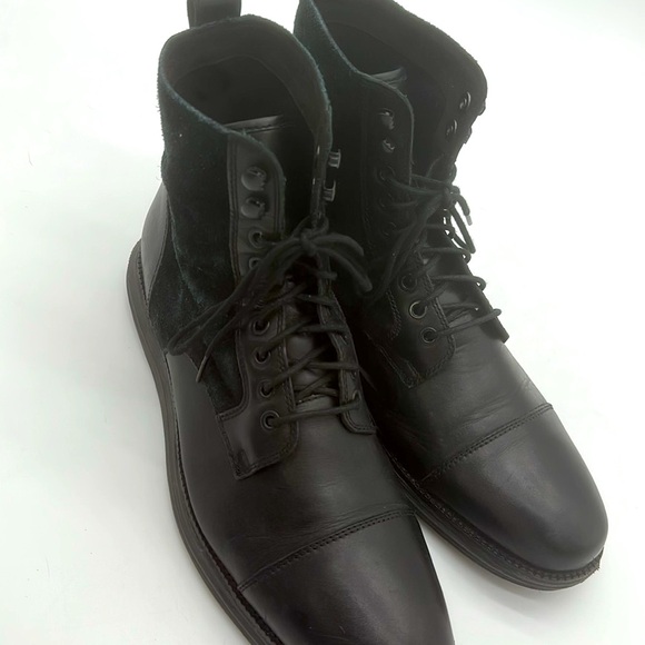 Cole Haan Mens Original Grand OS Cap Toe Laced Boots Black Leather Size 11.5 - Picture 10 of 12